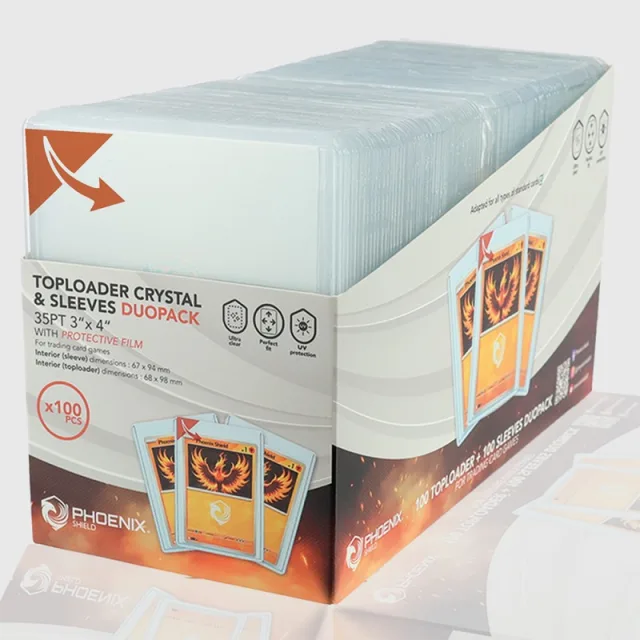 Phoenix Shield - Toploader + Protège Cartes (x100) - 35pt - Standard