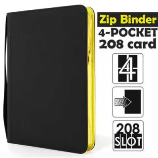 TcgLab 4-Pocket Trading card binder with zipper - 208 Black - Yellow zip